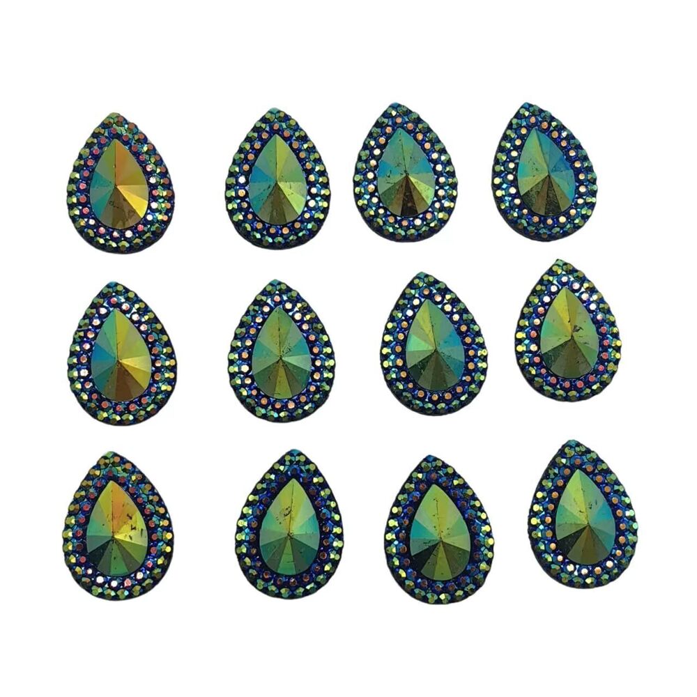 2724 30pc Deep Blue Sew On Rhinestone13X18mm Teardrop Shape Flat Back Resin